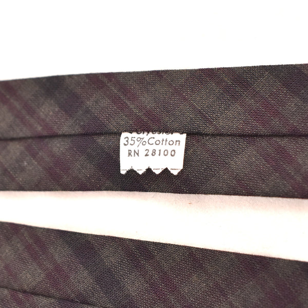 NOS 1960s Green Purple & Black Plaid Tie