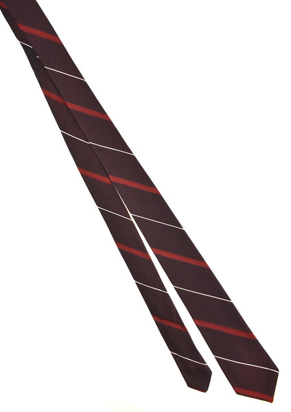 NOS 1960s Shiny Red Burgundy White Stripe Tie