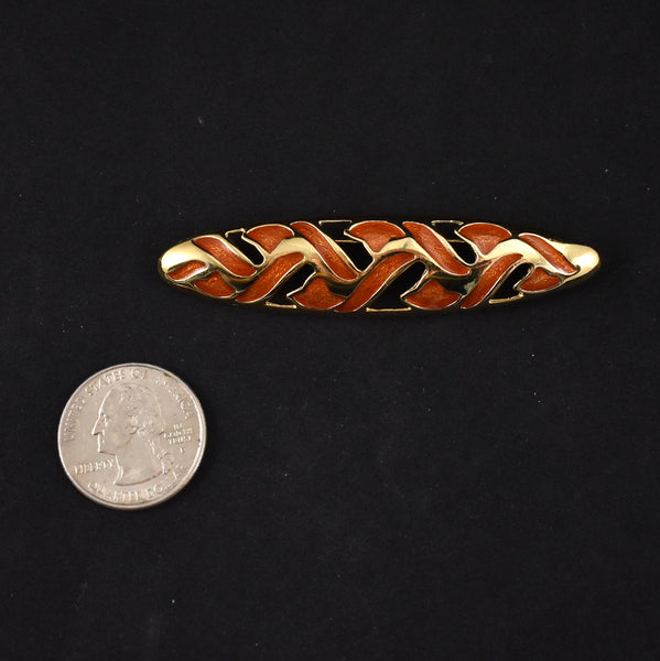 Victorian Inspired Enamel Openwork Trifari Bar Brooch