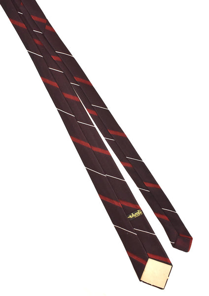 NOS 1960s Shiny Red Burgundy White Stripe Tie