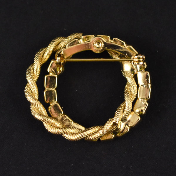 Linking Wreath Circle Lime Rhinestone Brooch