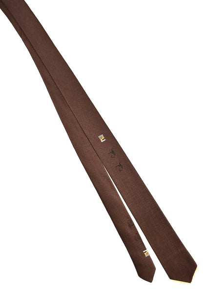 NOS 1960s Brown Textured Crown & Lion Tie
