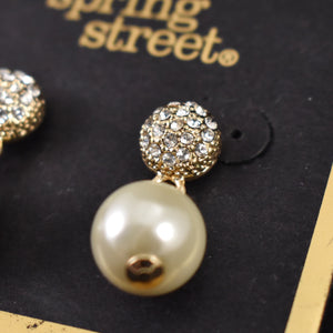 NOC Rhinestone & Pearl Drop Earrings