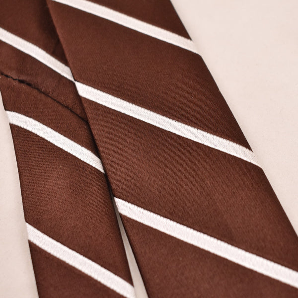 NOS 1960s Brown & White Shiny Striped Tie