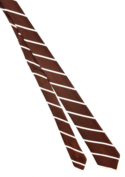 NOS 1960s Brown & White Shiny Striped Tie