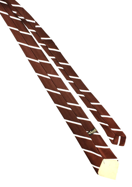 NOS 1960s Brown & White Shiny Striped Tie