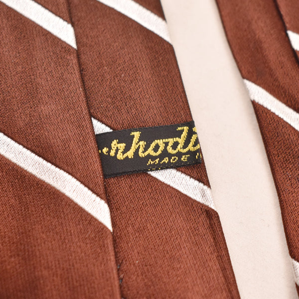 NOS 1960s Brown & White Shiny Striped Tie