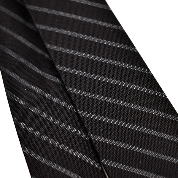 NOS 1960s Thin Black & Sky Blue Striped Tie