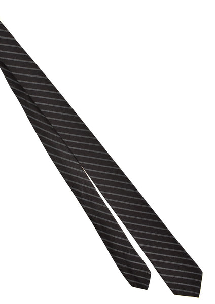 NOS 1960s Thin Black & Sky Blue Striped Tie