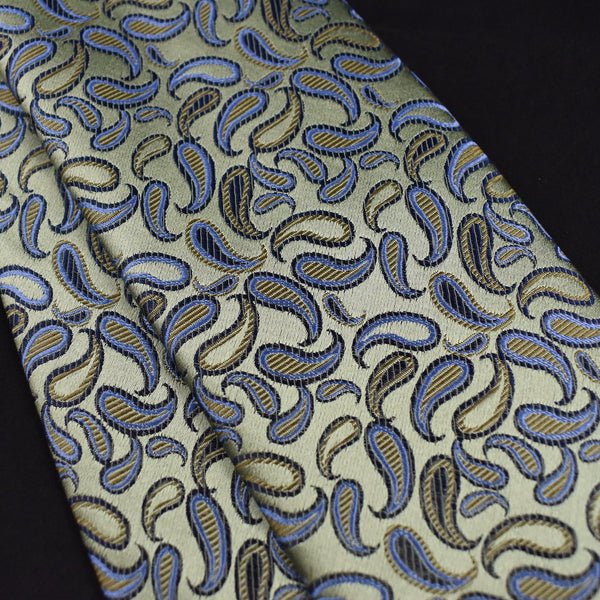 NOS 2000s Mint Green & Sky Blue Paisley Tie