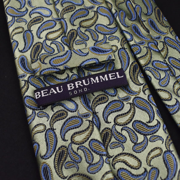 NOS 2000s Mint Green & Sky Blue Paisley Tie