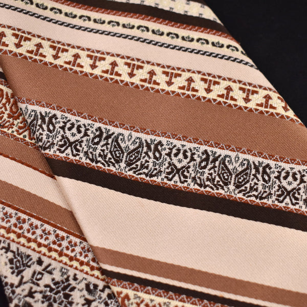 1940s Style Brown Floral Stripe Tie