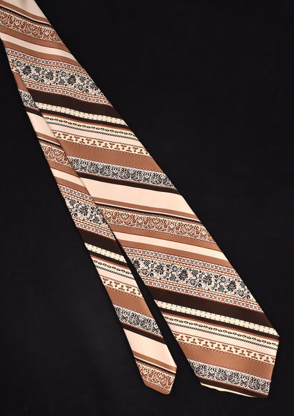 1940s Style Brown Floral Stripe Tie