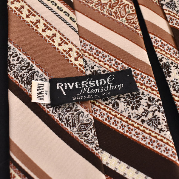 1940s Style Brown Floral Stripe Tie