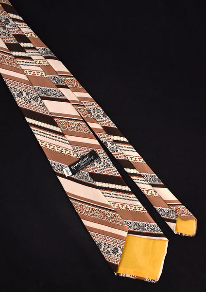 1940s Style Brown Floral Stripe Tie