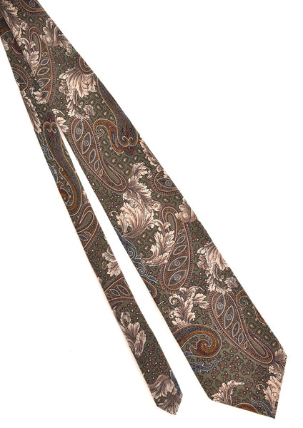 1990s Tan & Olive Paisley Tie