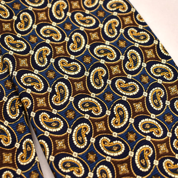 1990s Small Paisley Brown & Blue Tie