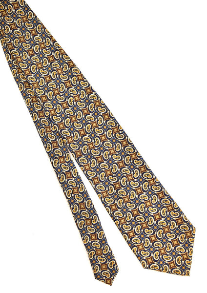 1990s Small Paisley Brown & Blue Tie