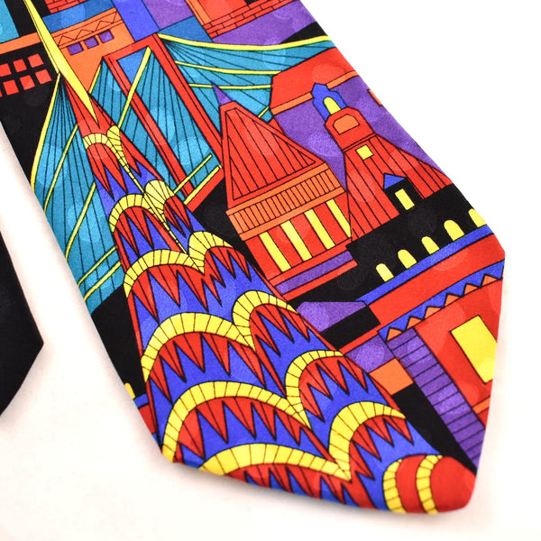 1990s Cityscape at Night Tie