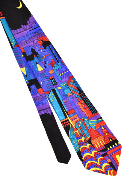 1990s Cityscape at Night Tie