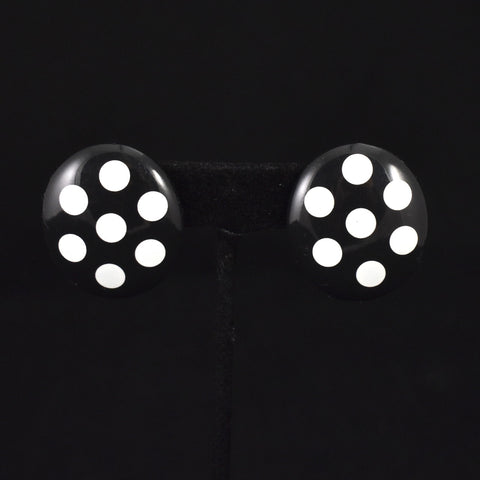Large Black & White Polka Dot Earrings