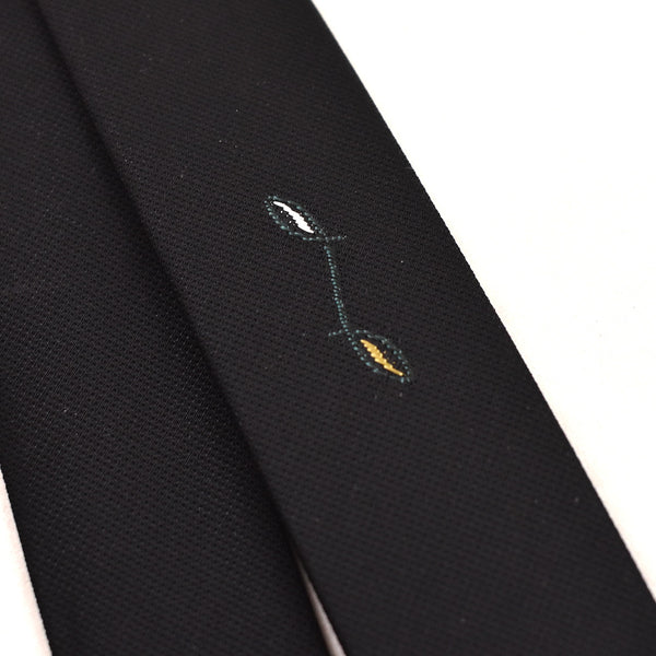 NOS 1960s Black Loop Tie Blue & Gold Details