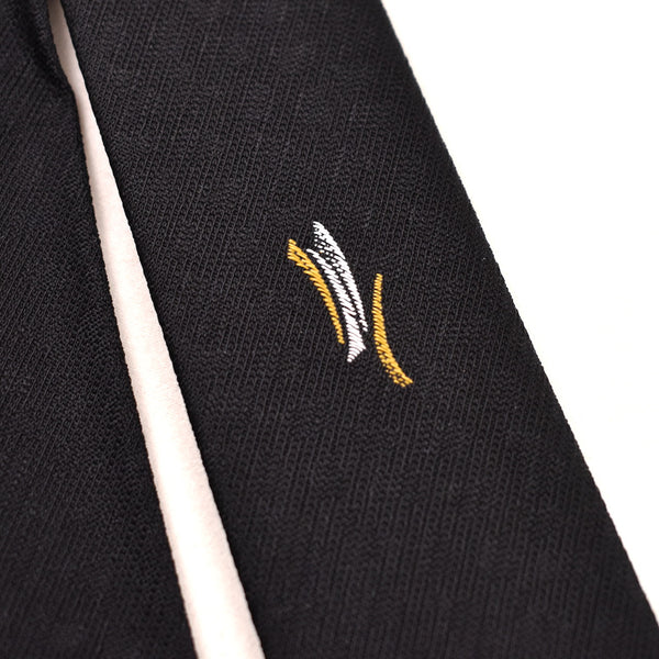 NOS 1960s Black Abstract Book Tie Gold Design