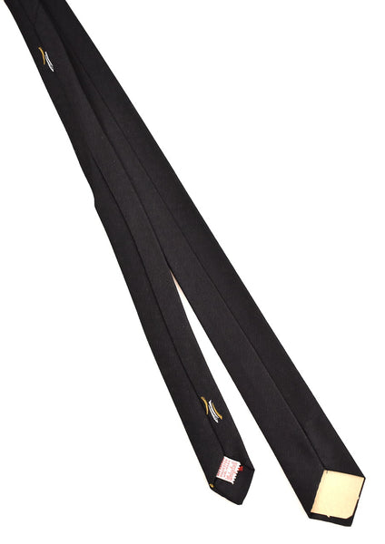 NOS 1960s Black Abstract Book Tie Gold Design