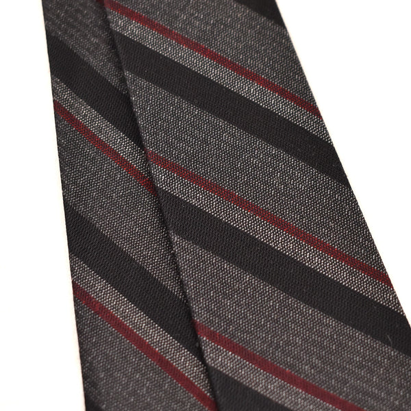 NOS 1960s Gray Black & Red Striped Tie
