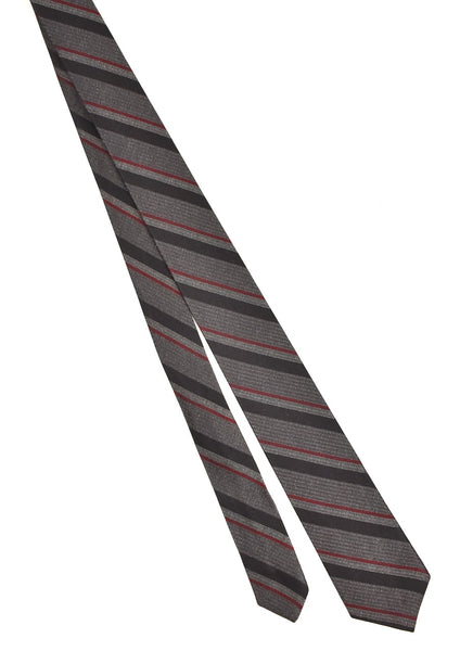NOS 1960s Gray Black & Red Striped Tie