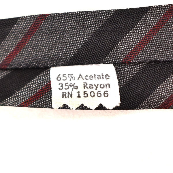 NOS 1960s Gray Black & Red Striped Tie