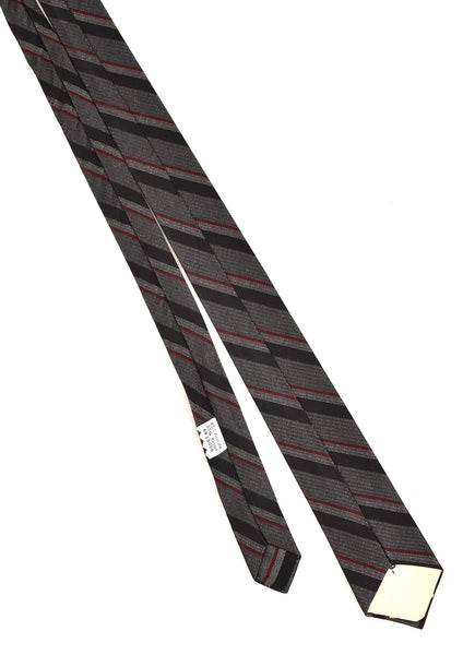 NOS 1960s Gray Black & Red Striped Tie