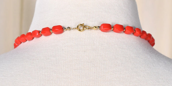 Red Boxy Bead Necklace