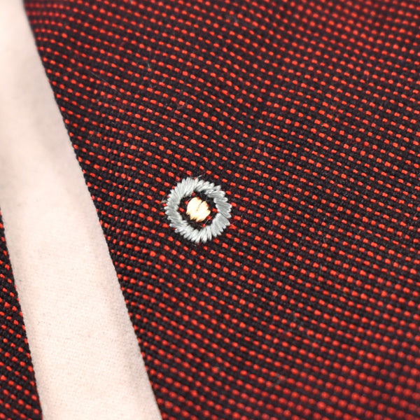 1960s Burgundy Asymmetrical Dot Embroidered Tie