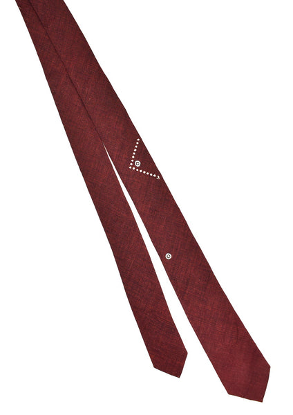 1960s Burgundy Asymmetrical Dot Embroidered Tie