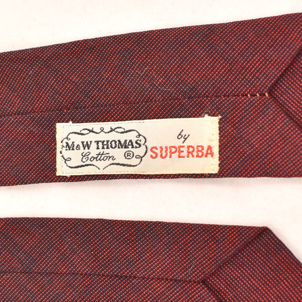 1960s Burgundy Asymmetrical Dot Embroidered Tie