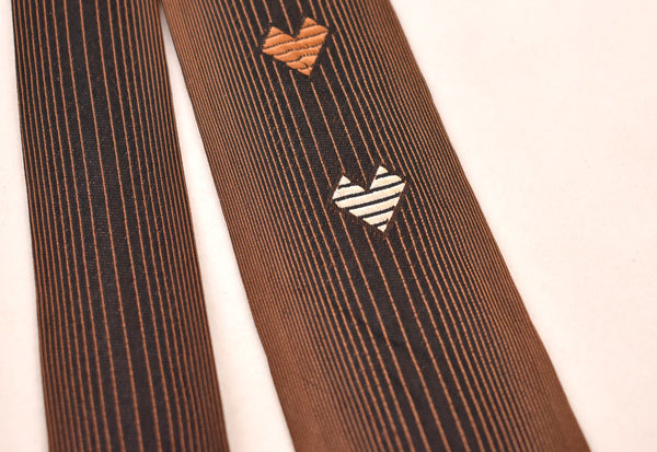 1950s Brown Striped Heart Tie
