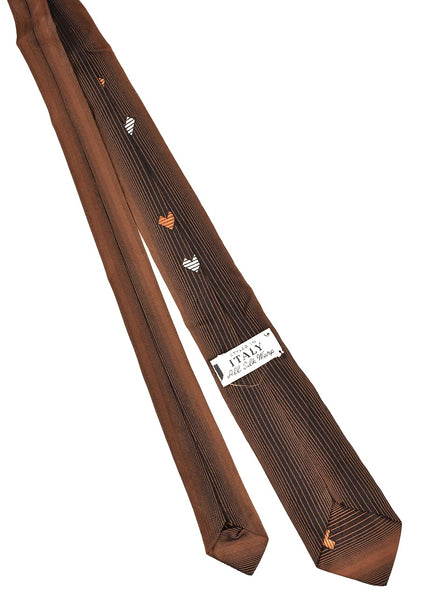 1950s Brown Striped Heart Tie