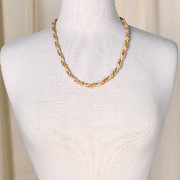 Gold & Pearl Rope Twisted Necklace