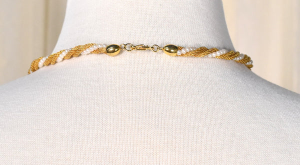 Gold & Pearl Rope Twisted Necklace