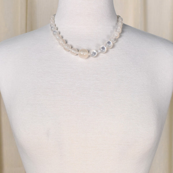 White Moon Glow Graduated Necklace
