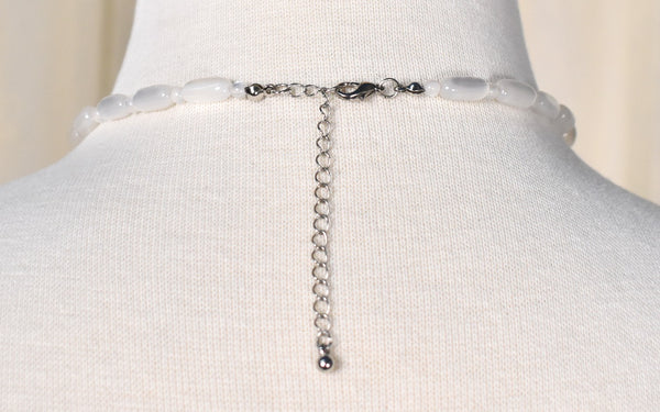 White Moon Glow Graduated Necklace