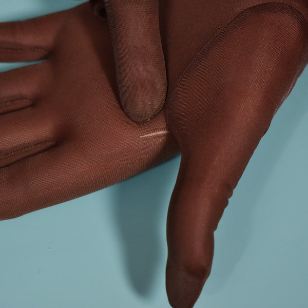 Sheer Brown Ruffle Wrist Gloves