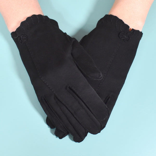 Short Black Tiny Bow Gloves