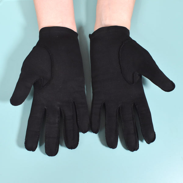 Short Black Tiny Bow Gloves
