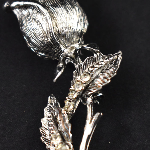 Rose Rhinestone Vintage Brooch