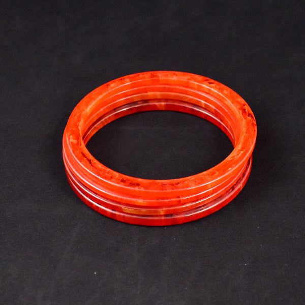 Set of 4 Red Swirl Bangle Bracelets