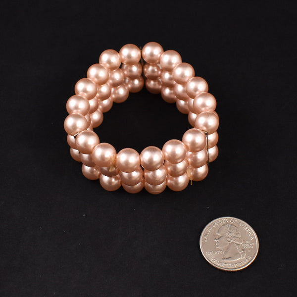Elastic Triple Pink Pearl Bracelet