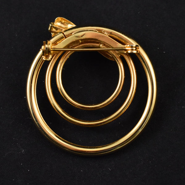 Concentric Circle Pearl Bow Brooch