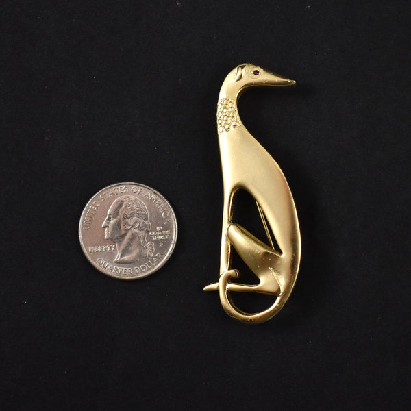 Gold Greyhound Dog Brooch Pin